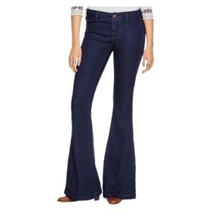 Free People Perfect Navy Jolene Clean Flare Jeans